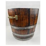 Coopered Oak Barrel Planter w/ Brass