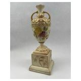 Rudolstadt Painted Porc. Vase w/ Plinth