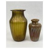 Two Iridescent Art Glass Vases