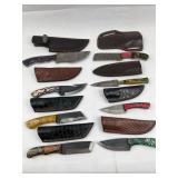 Damascus & File Steel Knives w/ Sheaths