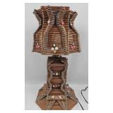 Tramp Art Popsicle Stick Lamp w/ Shells