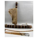 African Bow, Quiver & 5 Arrows w/ Case