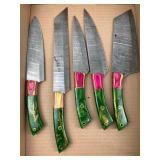 Set Damascus Steel Kitchen Knives