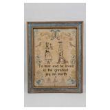 Needlework Sampler w/ Rural Figures