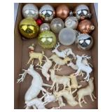 Glass Ornaments & Plastic Reindeer