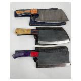 Trio Custom Cleavers w/ Leather Sheaths