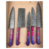 Set Damascus Steel Culinary Knives