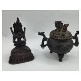Pair Bronze Censer & Yab-Yum Figurine