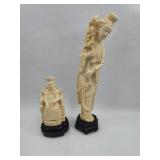 Pair Chinese Figural Faux Ivory Resins