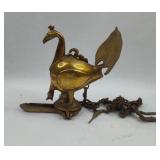 Cast Brass Peacock Hanging Oil Lamp