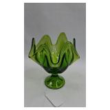 Viking Glass Green Swung Pedestal Bowl