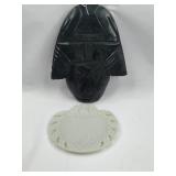 Pair Carved Stone Mask & Monkey Tray