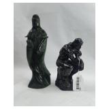 Stone Chinese Deity & Bronze Thinker