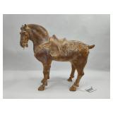 Cast Metal Tang Style Saddled Horse