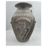 Elephant Motif Earthenware Vase