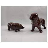 Pair Red Wing Glazed Ceramic Animals