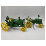 Pair John Deere Die-Cast Model Tractors