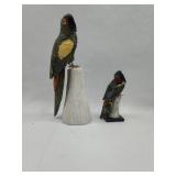 Pair Gemstone Parrot & Macaw Figures