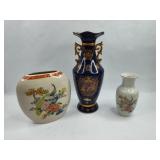 Set 3 Japanese Gilt Porc. Vases