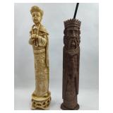 Pair Carved Figural Wood Sculptures