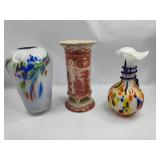Set of 3 Glass & Ceramic Vases