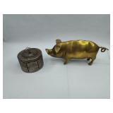 Pair 20th C. Brass & Steel Coin Banks