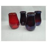 Set 4 Ruby Glass R.R. Lantern Globes