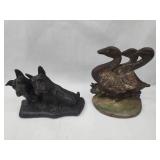 Two Cast Iron Animal Figure Doorstops