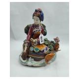 Chinese Shiwan Porc. Lotus Gatherer