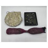 3 Beaded Acc.: Bag, Necklace & Purse
