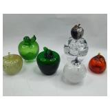 Set Art Glass & Stone Apple Objects