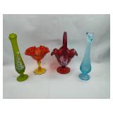 Fenton Glass Basket & Hobnail Vase lot