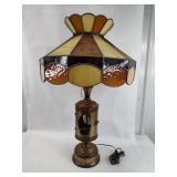Slag Glass 2-Tier Lamp w/ Base