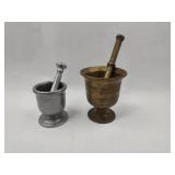Pair American Metal Mortar & Pestle
