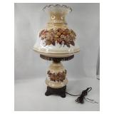 Floral Milk Glass Hurricane Lamp