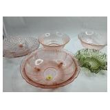 Pink & Green Depression Glassware