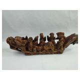 Carved Wood Dragon Boat Sculpture