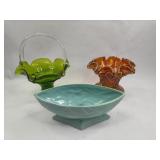 3 Robinson-Ransbottom Glass & Cer. Pots