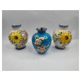 Set of 3 Vases: 2 Italian & 1 Cloisonne