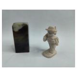 Pair Stone Carvings: Block & Figural