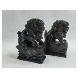 Pair Chinese Carved Hardstone Foo Dogs