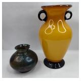 Pair Glass & Ceramic Vessels
