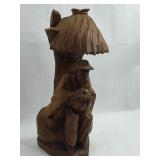 Wood Folk Art Sculpture: Seated Man