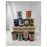 Motor Oil Cans & Wooden Crate
