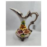 Capodimonte Ceramic Floral Pitcher