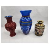 Trio of Vases: Lacquer & Italian Pot