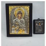 Pair Greek Silver & Gold Plated Icons