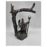 Cast Metal Wizard Figurine w/ Crystal