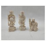 Set 3 Carved Bone Figures w/ Netsuke