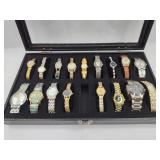 Set Quartz Wristwatches in Display Case